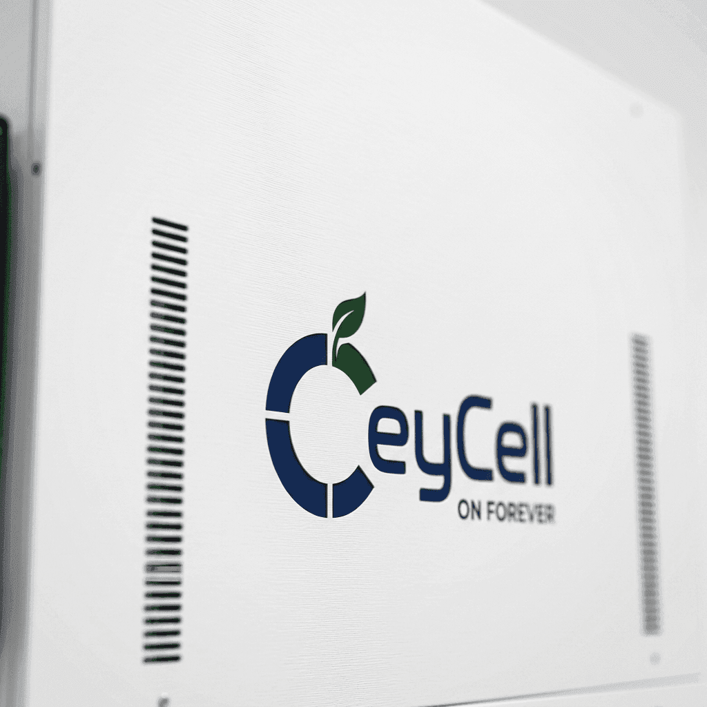 The sealed steel face of a CeyCell unit, close up